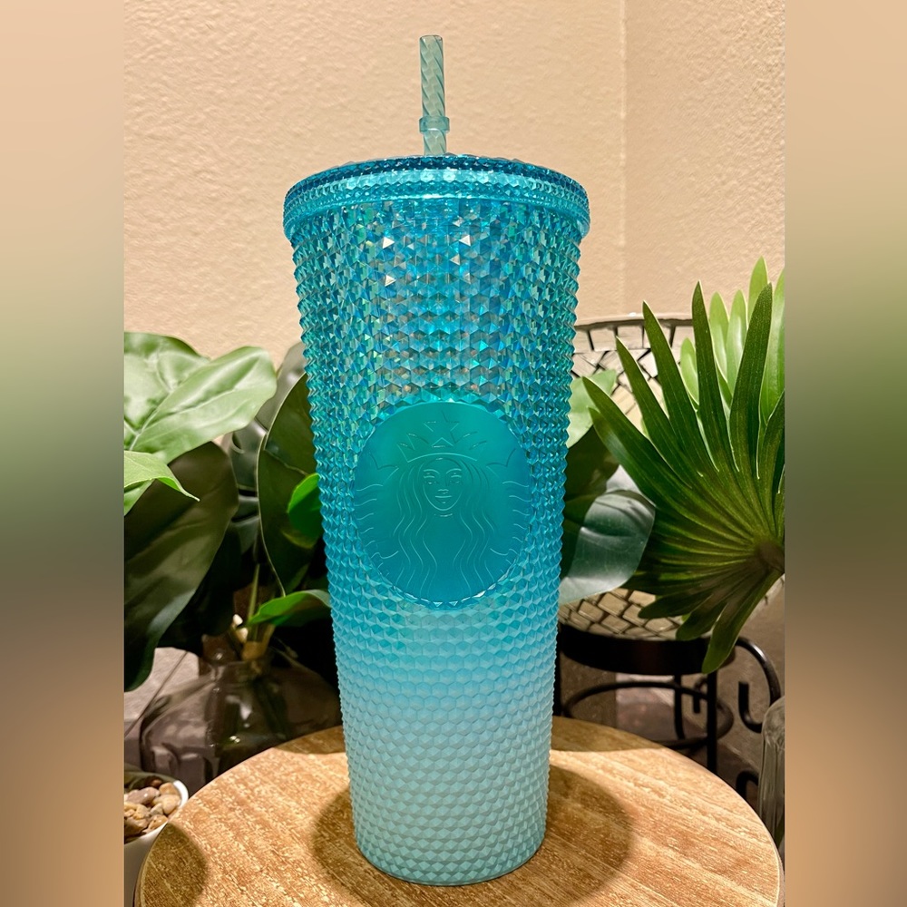 Starbucks Ombré Aqua Splash Oil Slick Blue Tumbler Studded 24oz Venti Tumbler - Picture 4 of 13